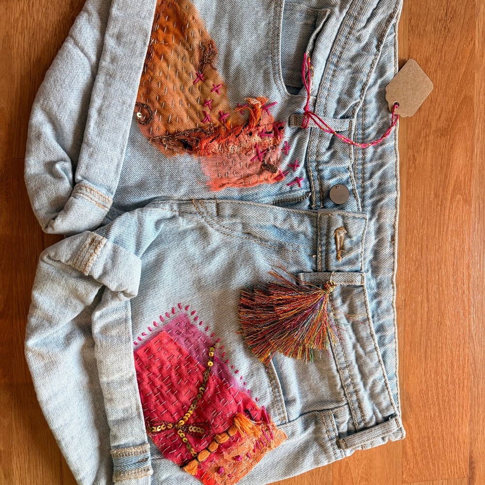 Denim One of a kind shorts designed by Jeanne Prom